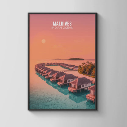 Maldives Travel Poster Indian Ocean Art Print - Travel Wall Art