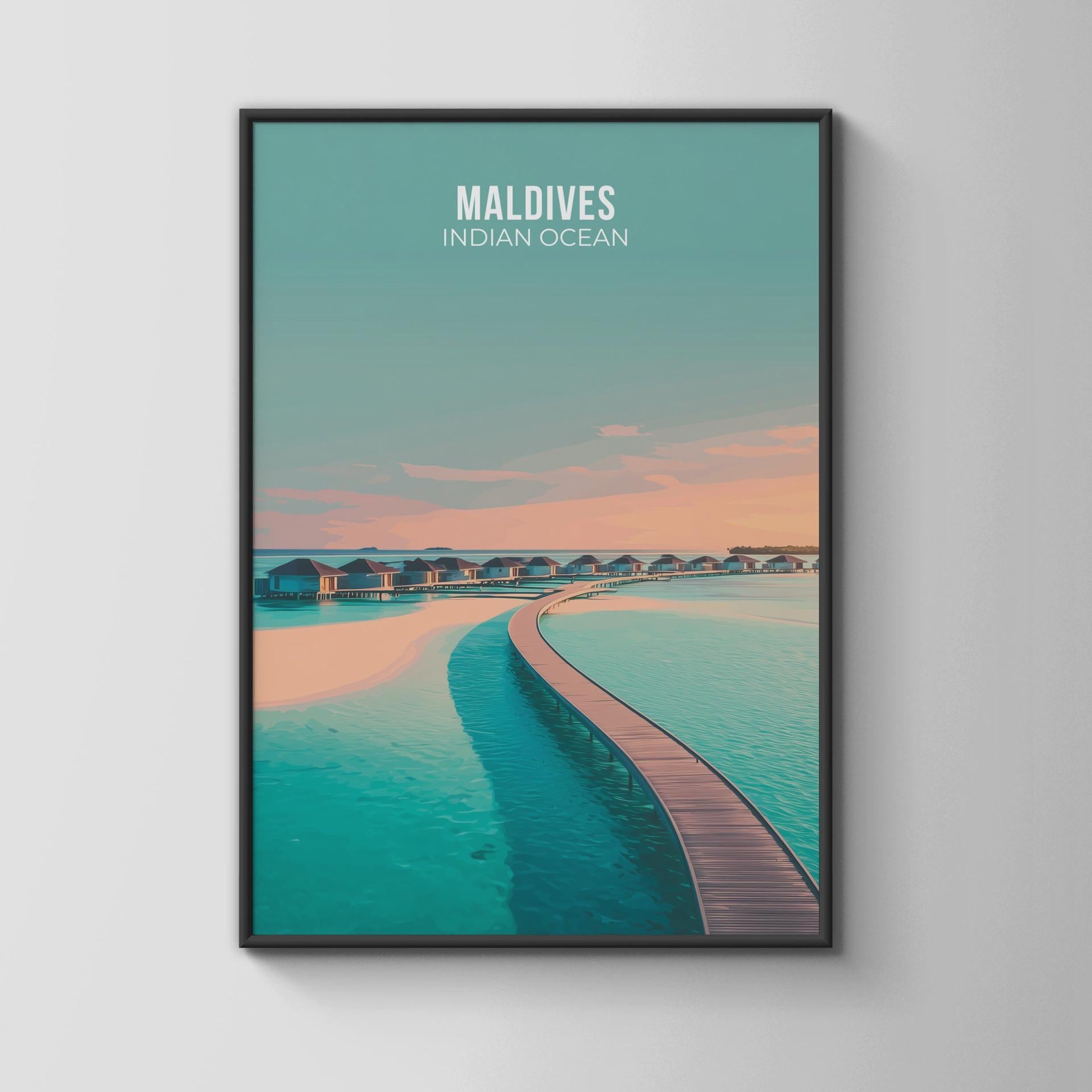 Maldives Indian Ocean Travel Poster Art Print - Travel Wall Art
