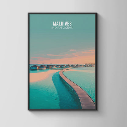 Maldives Indian Ocean Travel Poster Art Print - Travel Wall Art