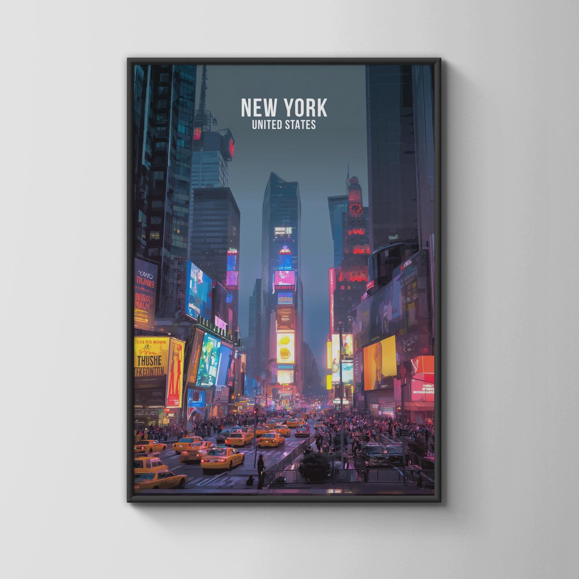 New York City Poster Art Print Times Square Wall Art - Travel Wall Art