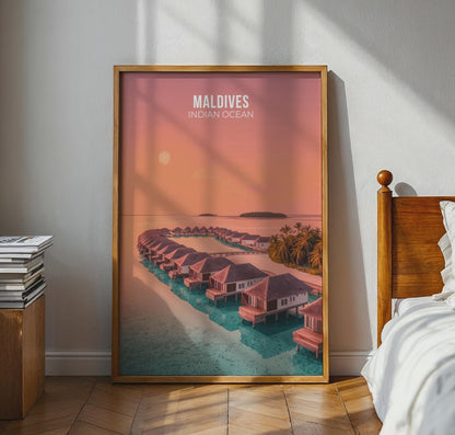 Maldives Travel Poster Indian Ocean Art Print - Travel Wall Art