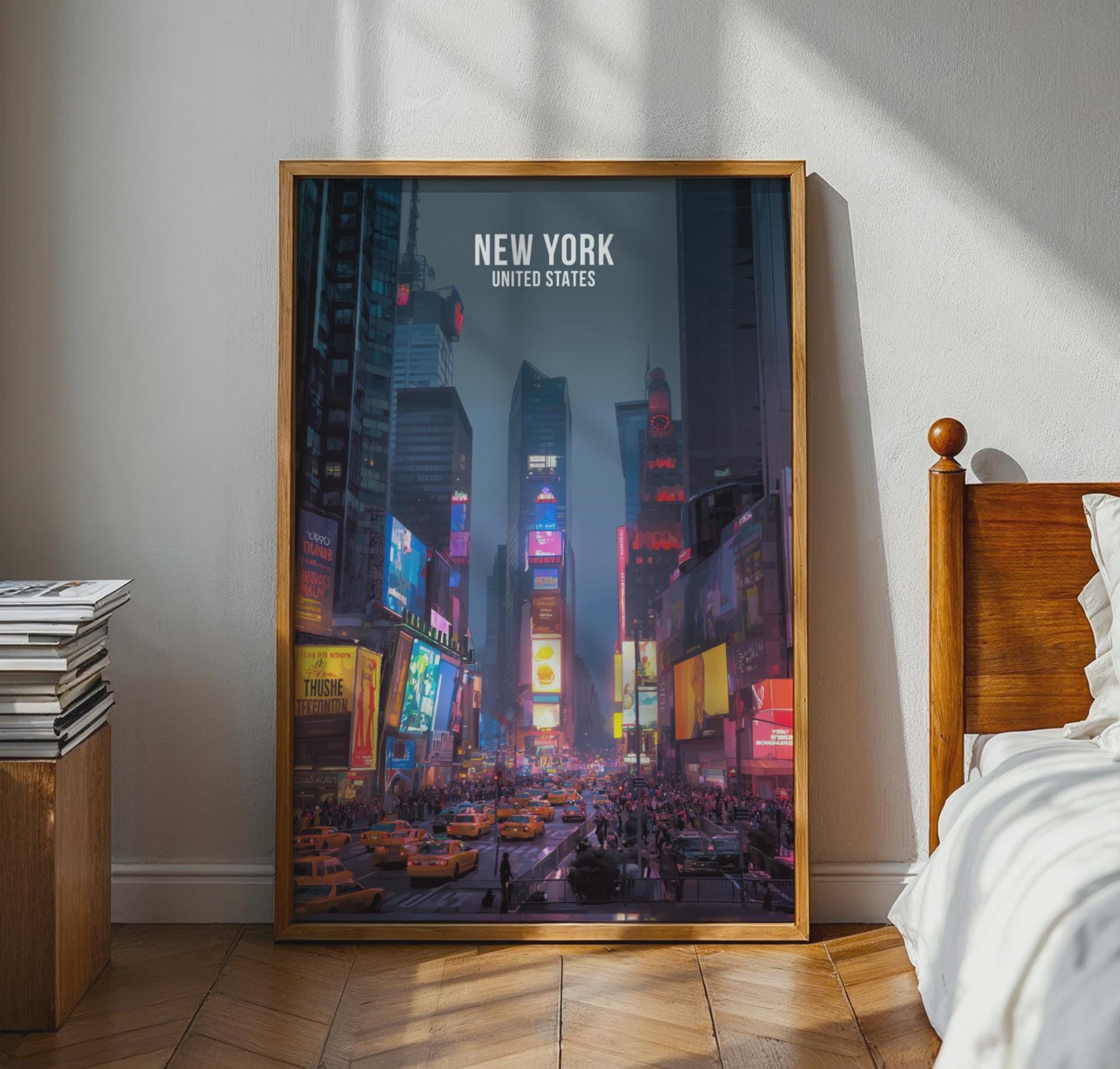 New York City Poster Art Print Times Square Wall Art - Travel Wall Art