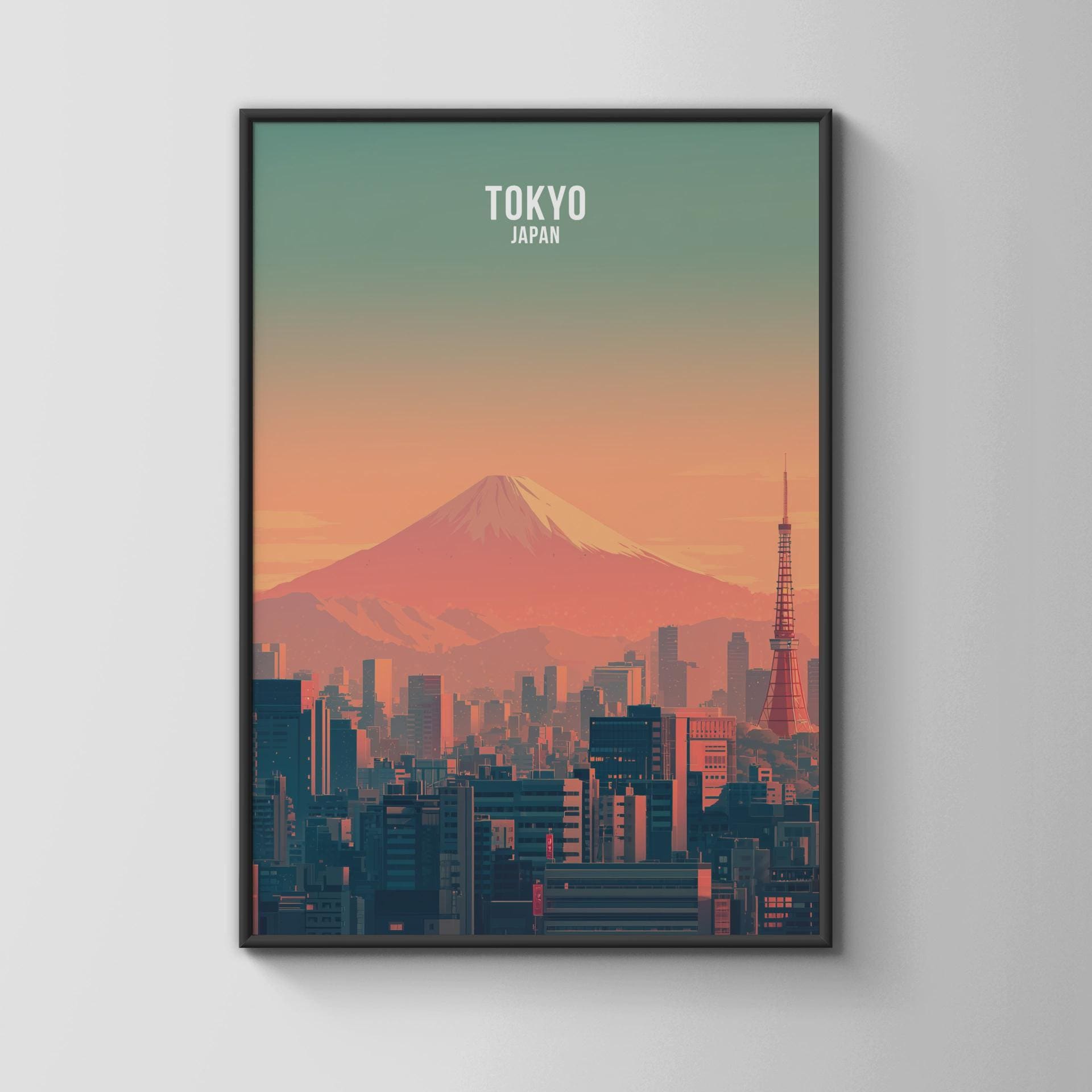 Tokyo Japan Wall Art Print featuring Mount Fuji and Cityscape - Travel Wall Art