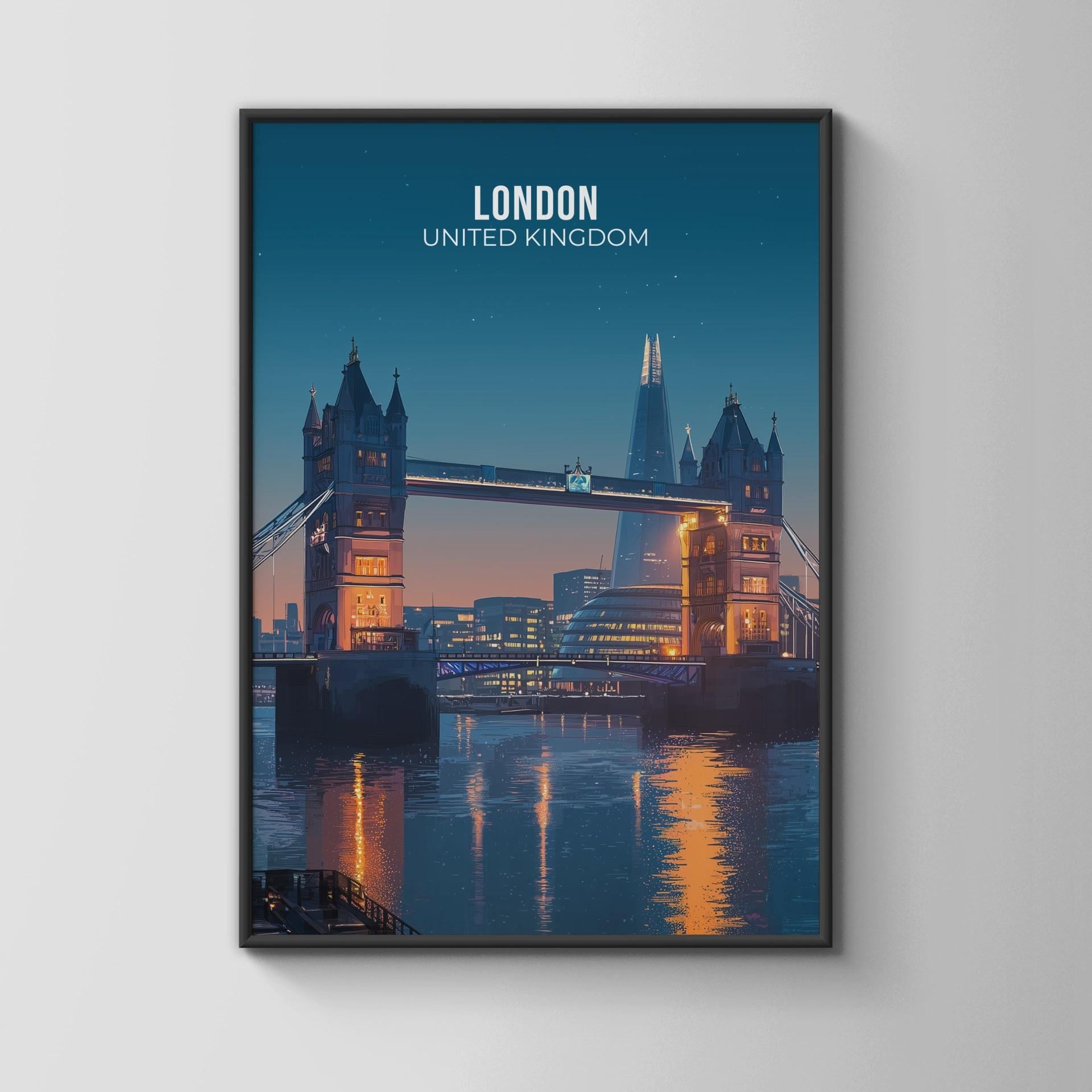 London Bridge Print Night Sky Art - Travel Wall Art