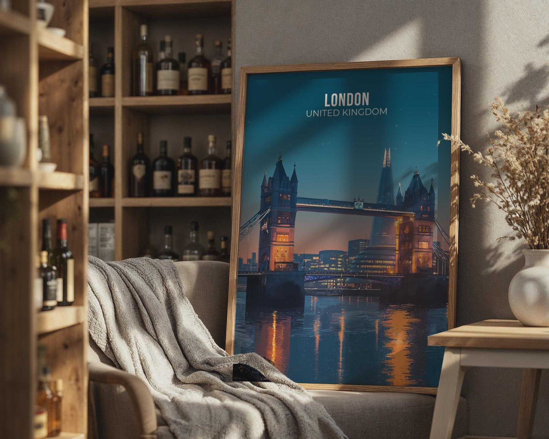 London Bridge Print Night Sky Art - Travel Wall Art