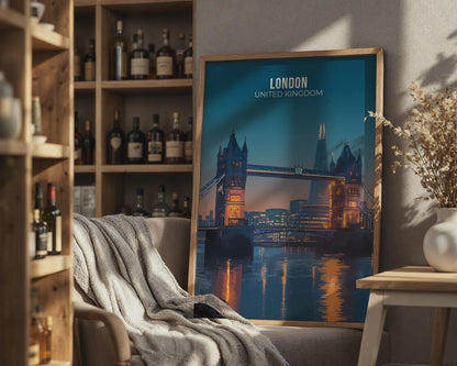 London Bridge Print Night Sky Art - Travel Wall Art