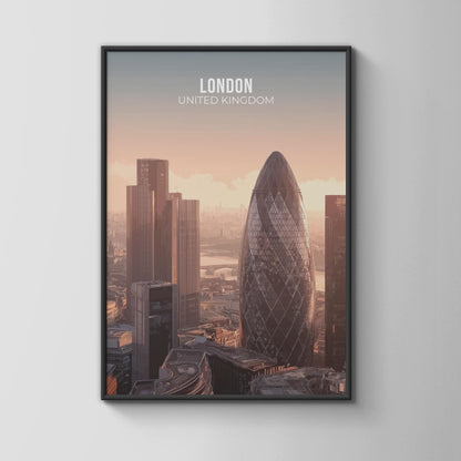 London Cityscape Art Print: Gherkin, Skyline Wall Art (United Kingdom) - Travel Wall Art