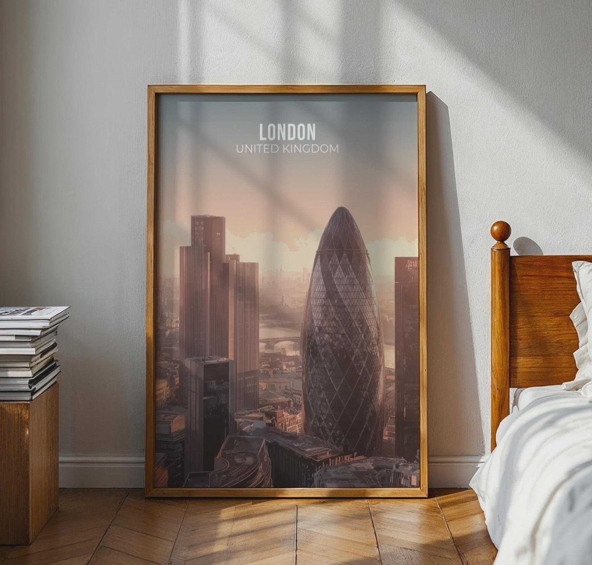 London Cityscape Art Print: Gherkin, Skyline Wall Art (United Kingdom) - Travel Wall Art