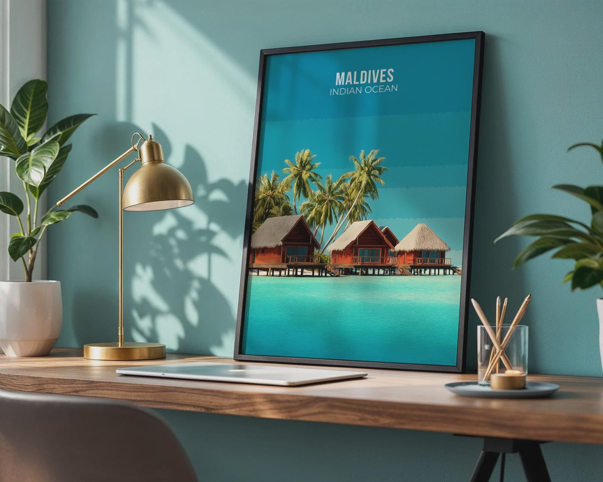 Maldives Travel Poster Art Print Indian Ocean Landscape - Travel Wall Art