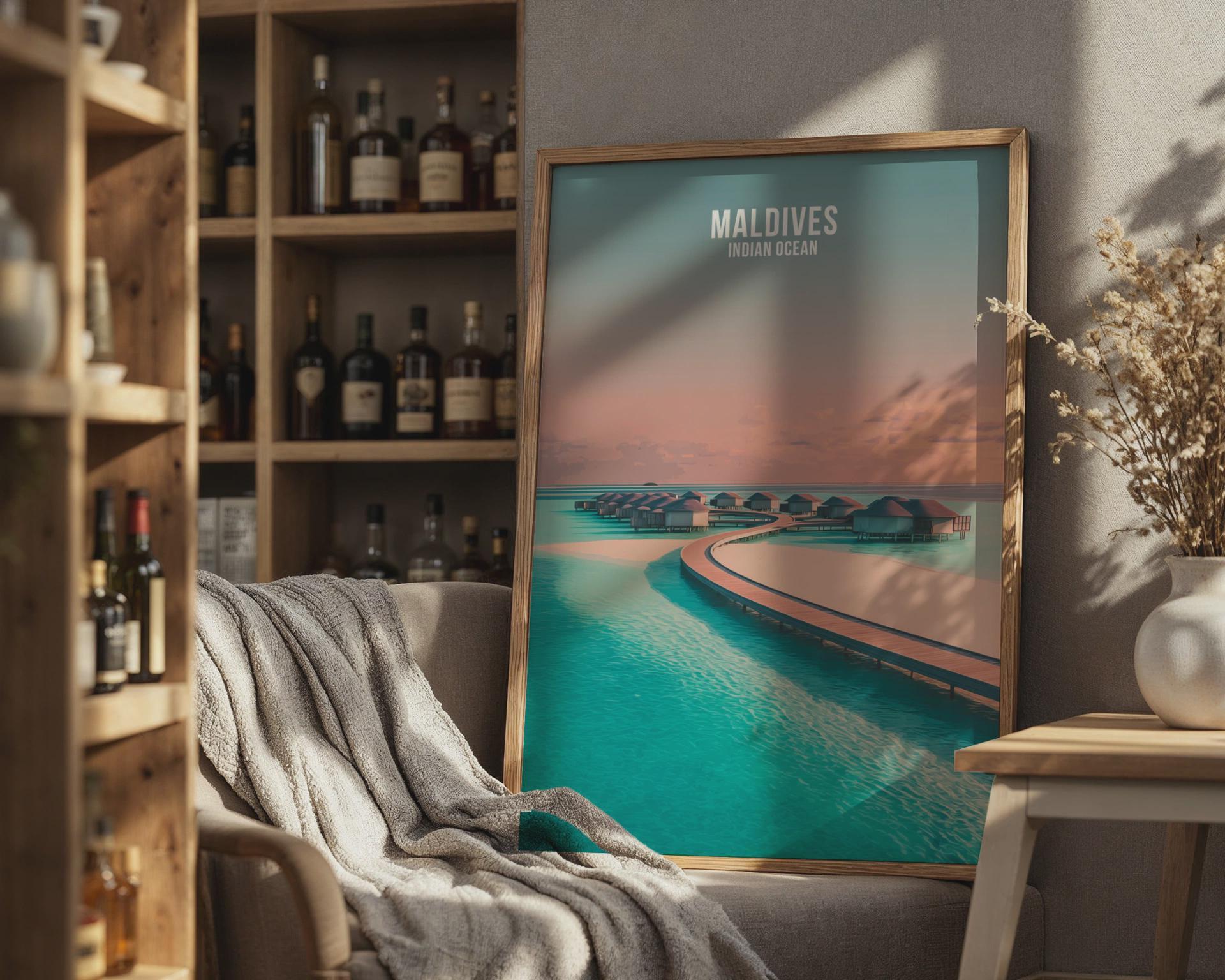 Maldives Indian Ocean Coastal Wall Art Print - Travel Wall Art