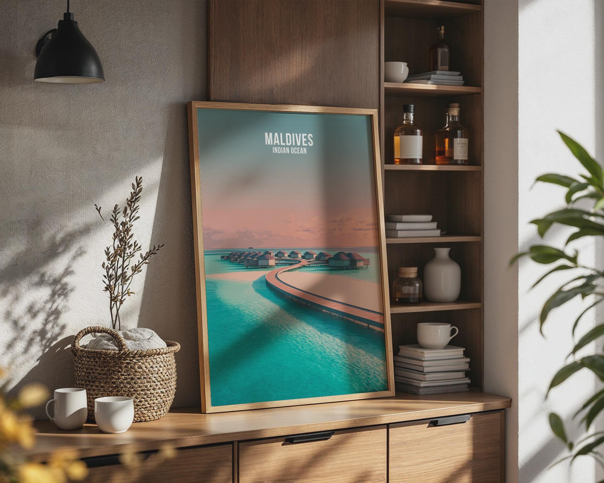 Maldives Indian Ocean Coastal Wall Art Print - Travel Wall Art