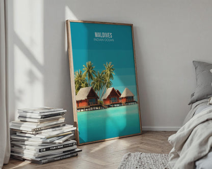 Maldives Travel Poster Art Print Indian Ocean Landscape - Travel Wall Art