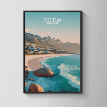 Cape Town South Africa Art Print Minimalist Coastal Landscape Poster - Travel Wall Art