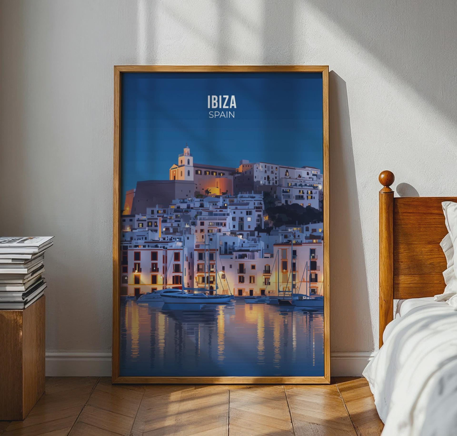 Ibiza Spain Art Print Cityscape Poster - Travel Wall Art