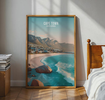 Cape Town South Africa Art Print Minimalist Coastal Landscape Poster - Travel Wall Art