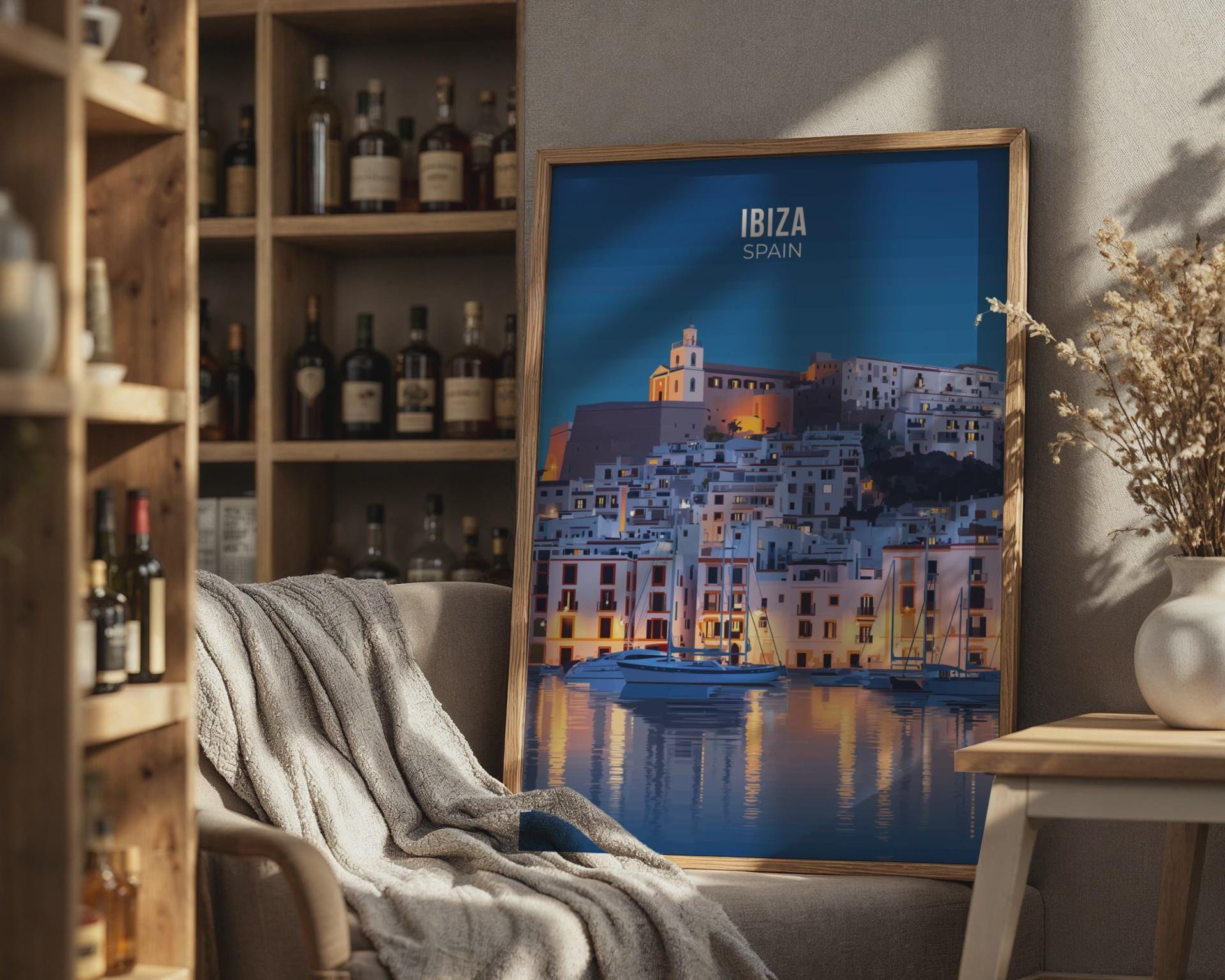 Ibiza Spain Art Print Cityscape Poster - Travel Wall Art