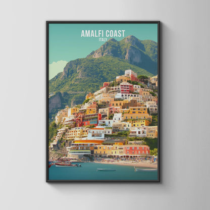 Positano Coastal Art Print Amalfi Coast Italy Poster Wall Art - Travel Wall Art