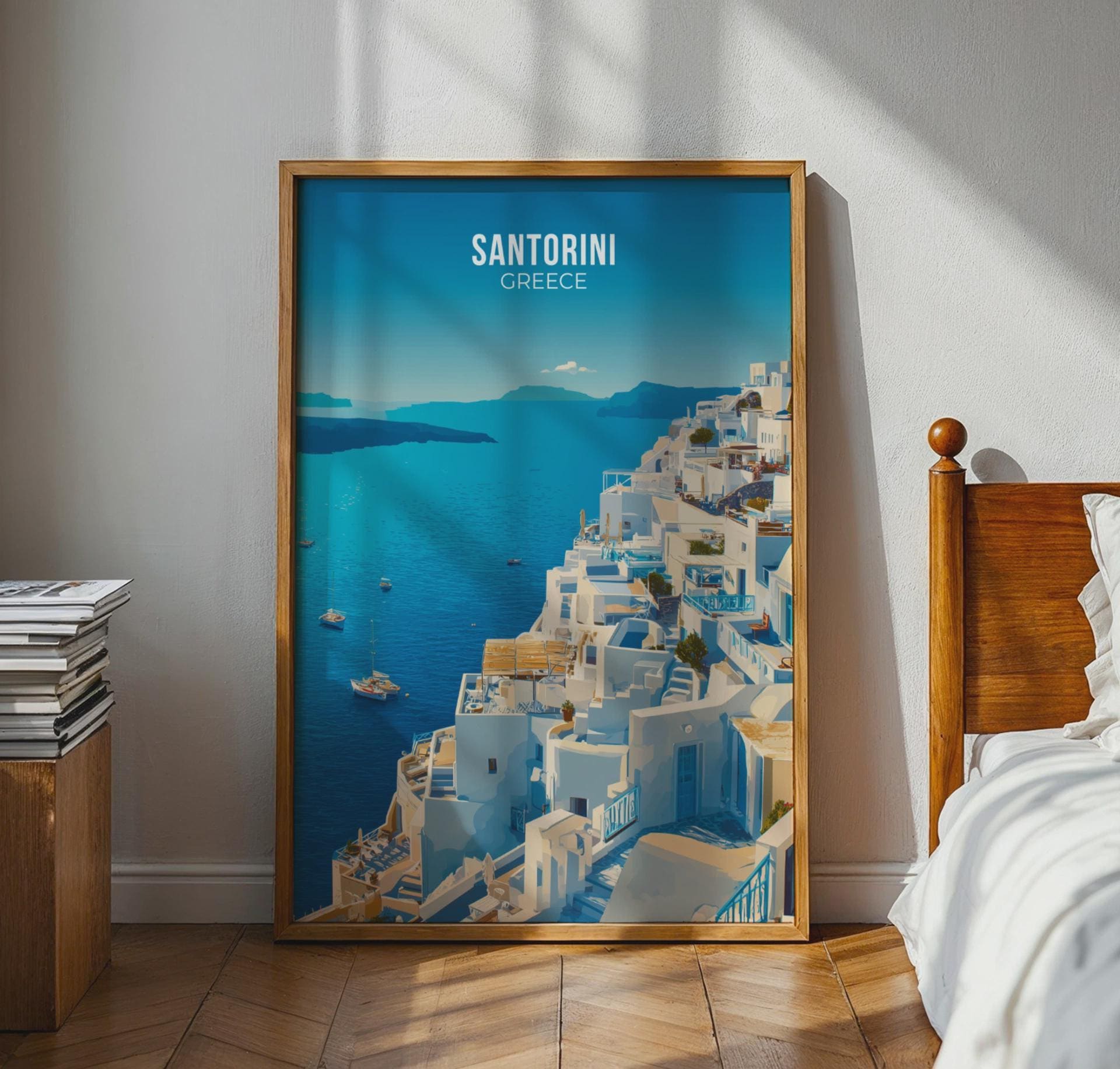 Santorini Greece Wall Art Print - Travel Wall Art