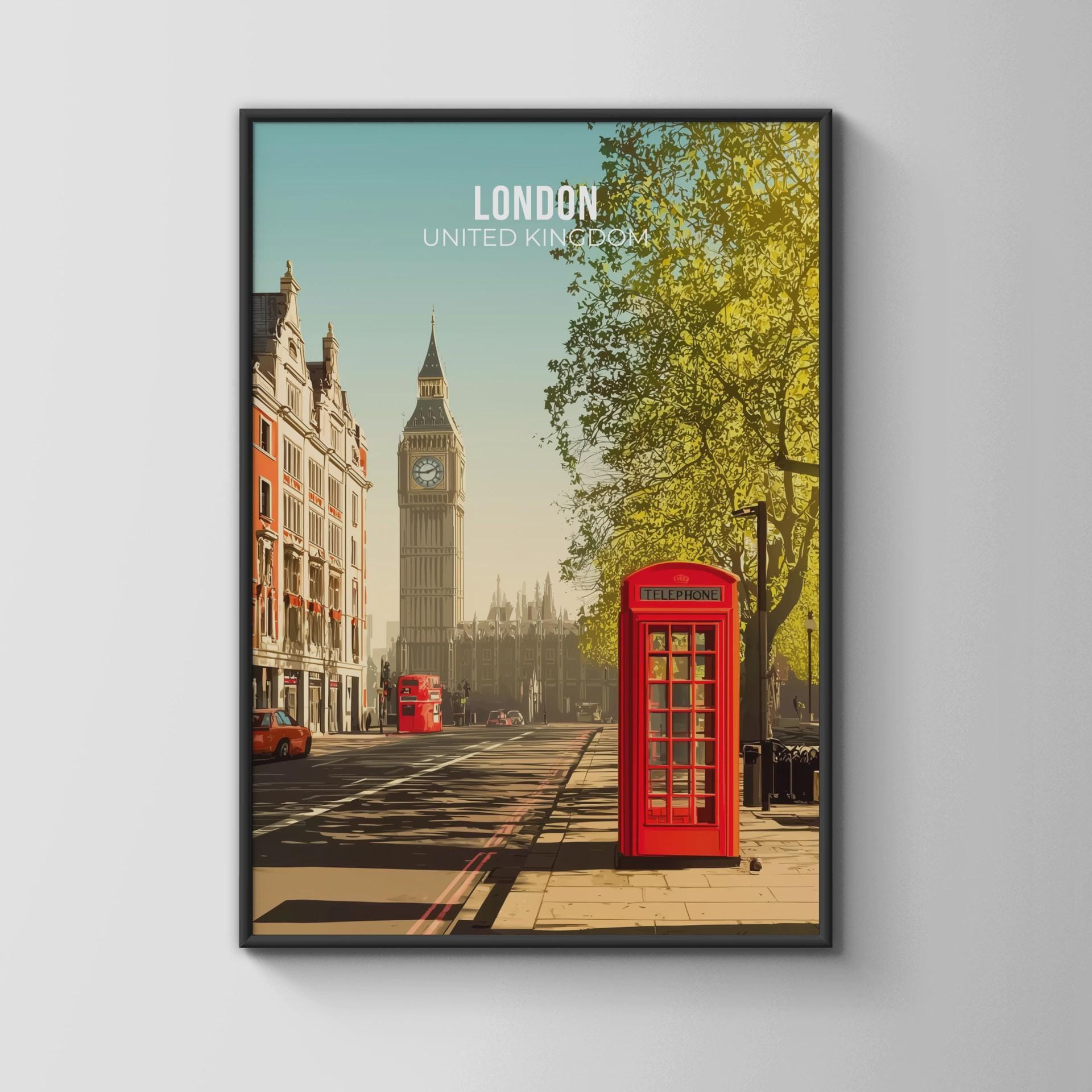 London Print Big Ben Telephone Box Wall Art - Travel Wall Art