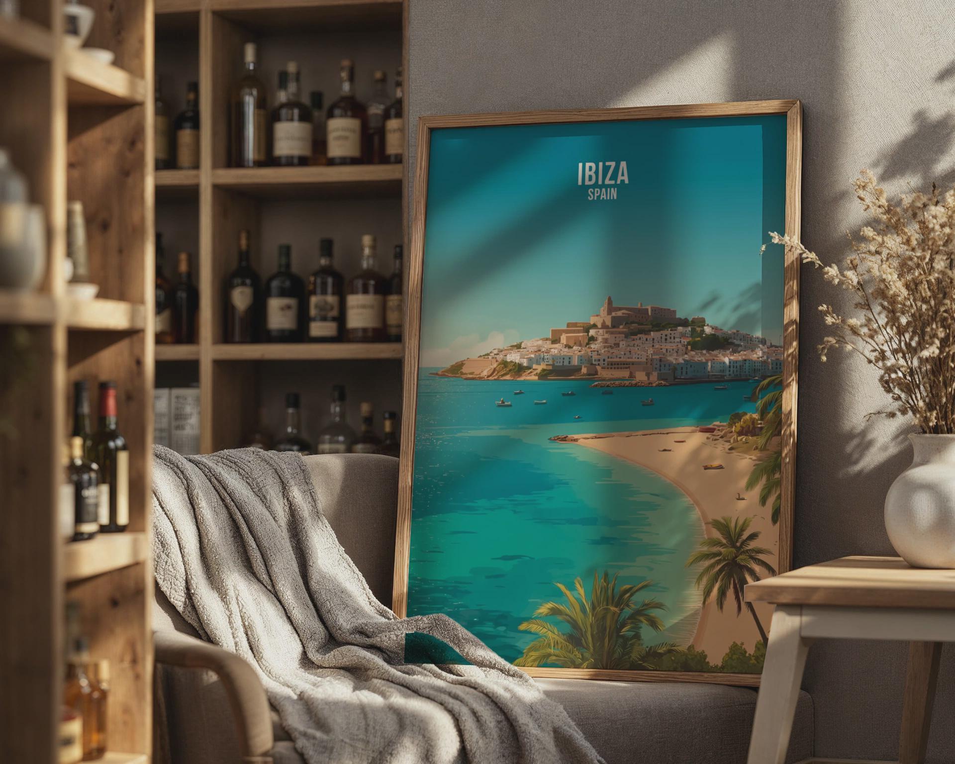Ibiza Spain Travel Poster Art Print - Travel Wall Art