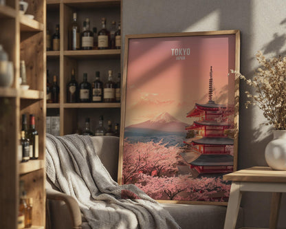 Tokyo Japan Print Sakura and Mount Fuji Wall Art - Travel Wall Art