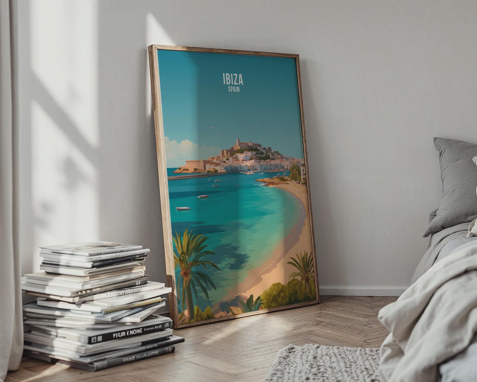 Ibiza Spain 3D Wall Art Print Coastal Landscape Poster - Travel Wall Art