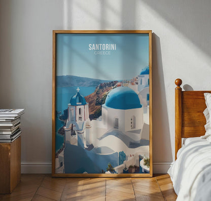 Santorini Greece Travel Poster Art - Travel Wall Art