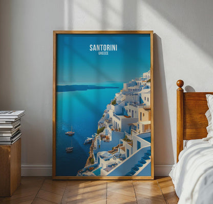 Santorini Greece Travel Poster Art Print - Travel Wall Art
