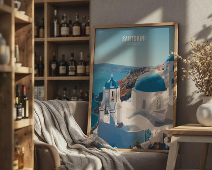 Santorini Greece Travel Poster Art - Travel Wall Art
