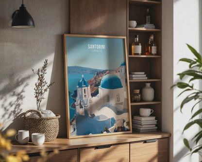Santorini Greece Travel Poster Art - Travel Wall Art