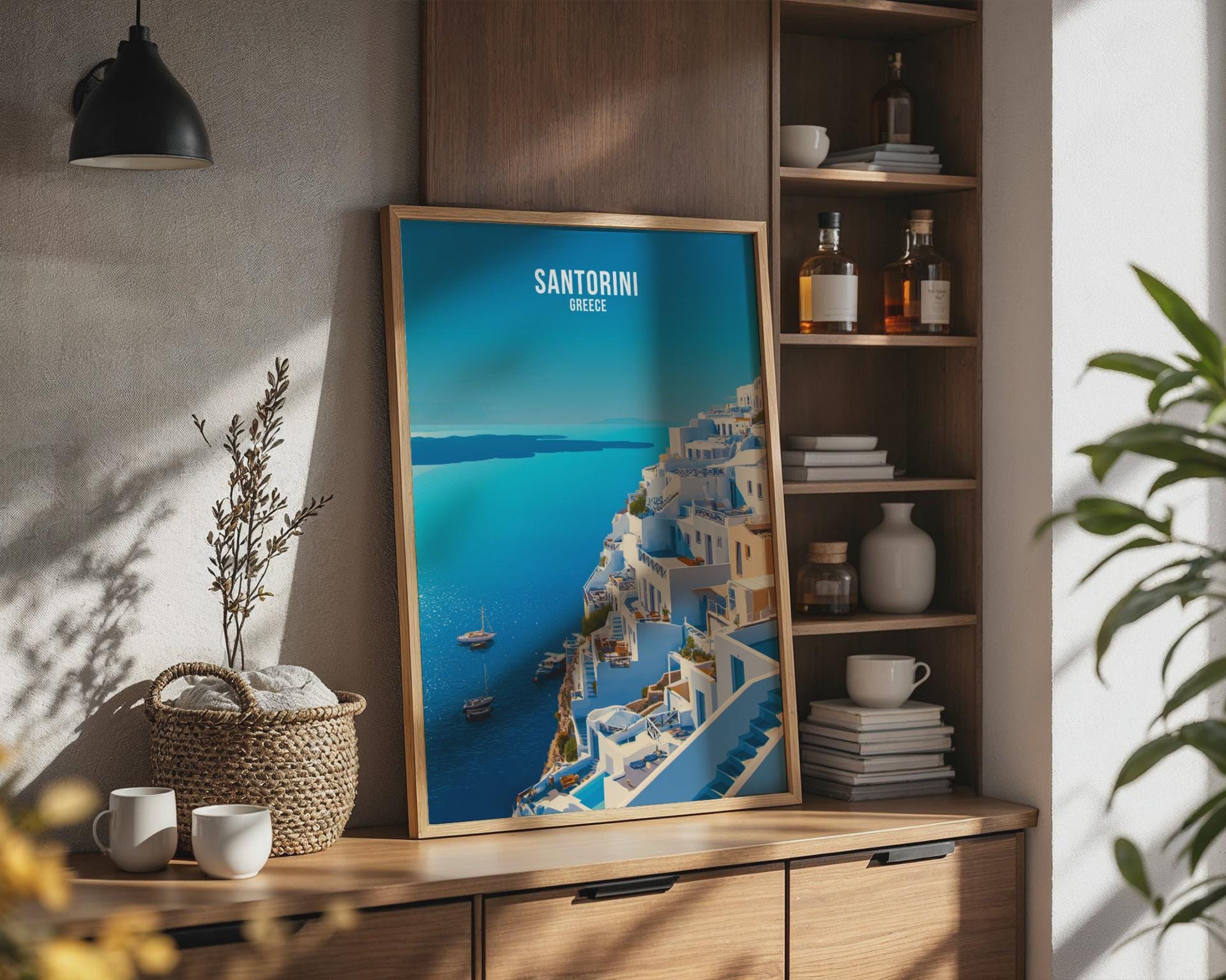 Santorini Greece Travel Poster Art Print - Travel Wall Art