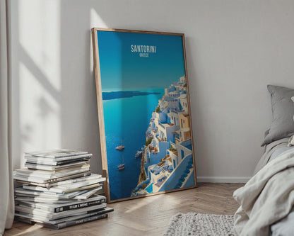Santorini Greece Travel Poster Art Print - Travel Wall Art