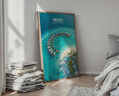 Maldives Indian Ocean Travel Poster Wall Art Print - Travel Wall Art