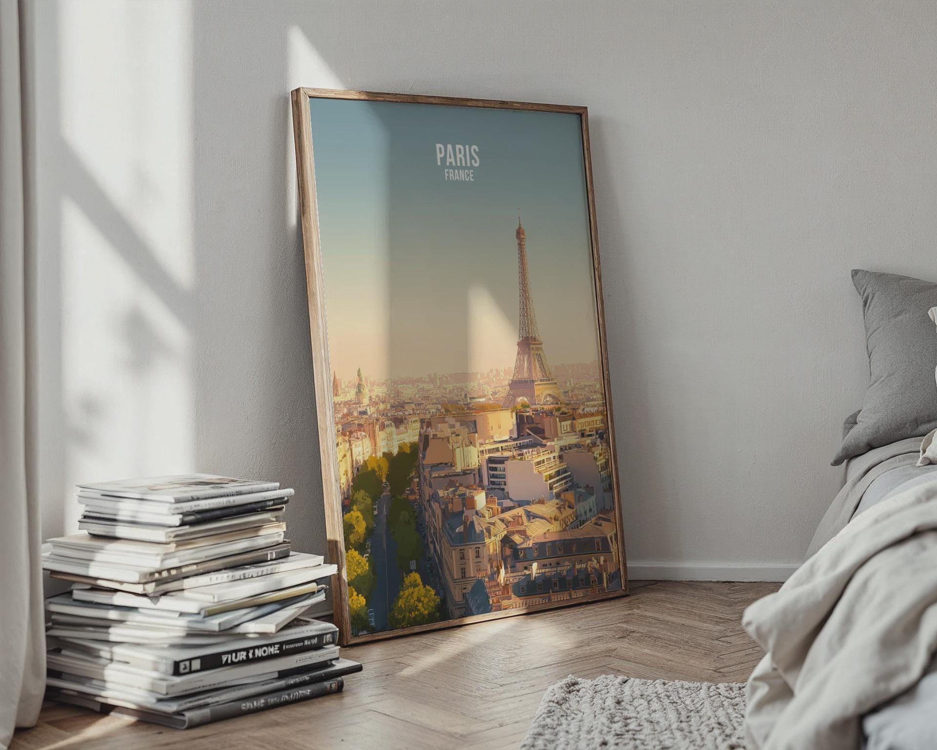 Paris France Print Minimalist Architecture Cityscape Poster - Travel Wall Art