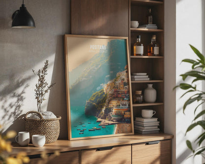 Positano Amalfi Coast Art Print Landscape Scenery - Travel Wall Art