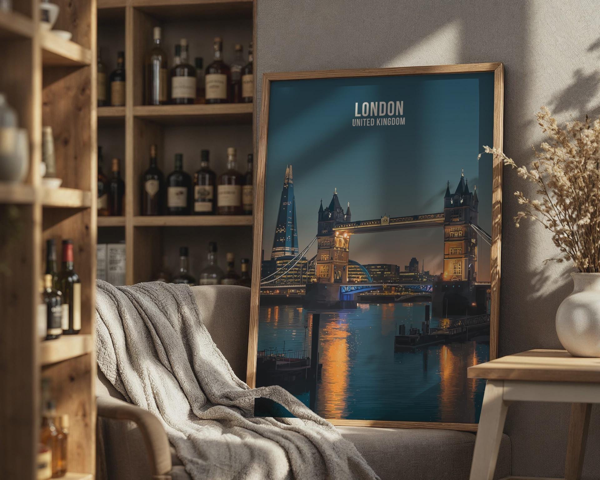 London Tower Bridge Poster Night Scene Art Print - Travel Wall Art