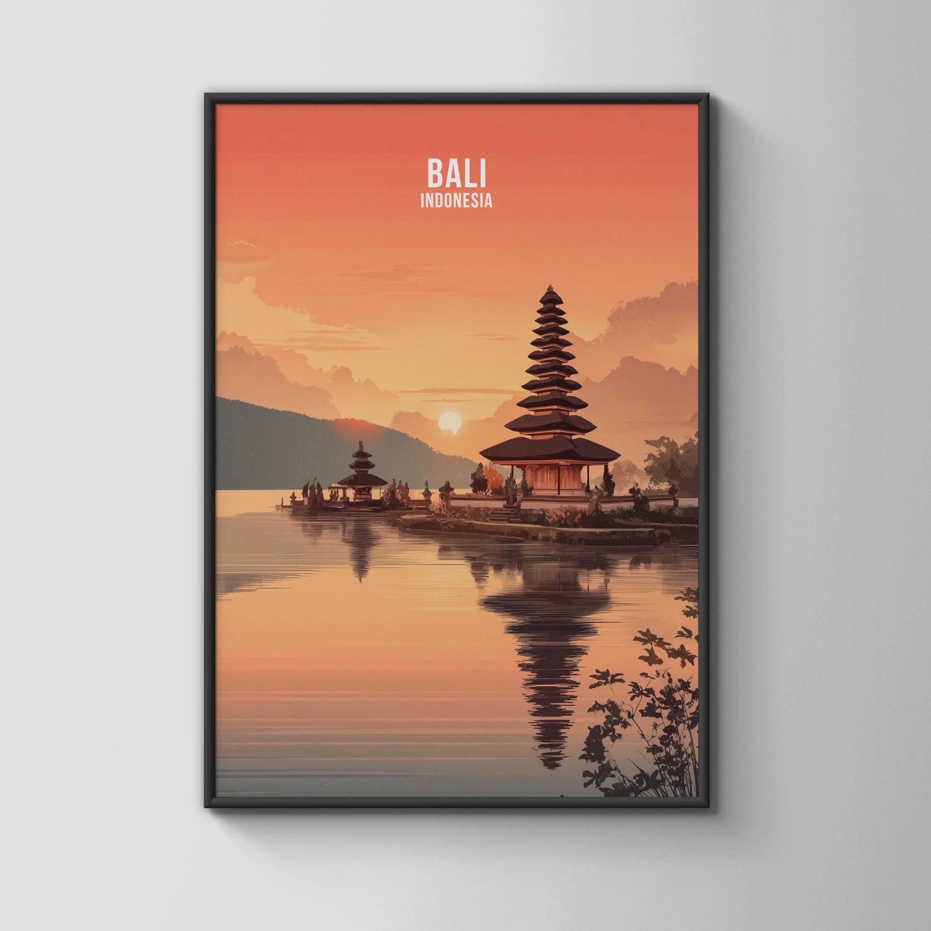 Bali Indonesia Temple Poster Art - Travel Wall Art