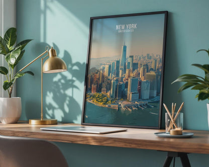New York City Aerial View Wall Art Print - Travel Wall Art