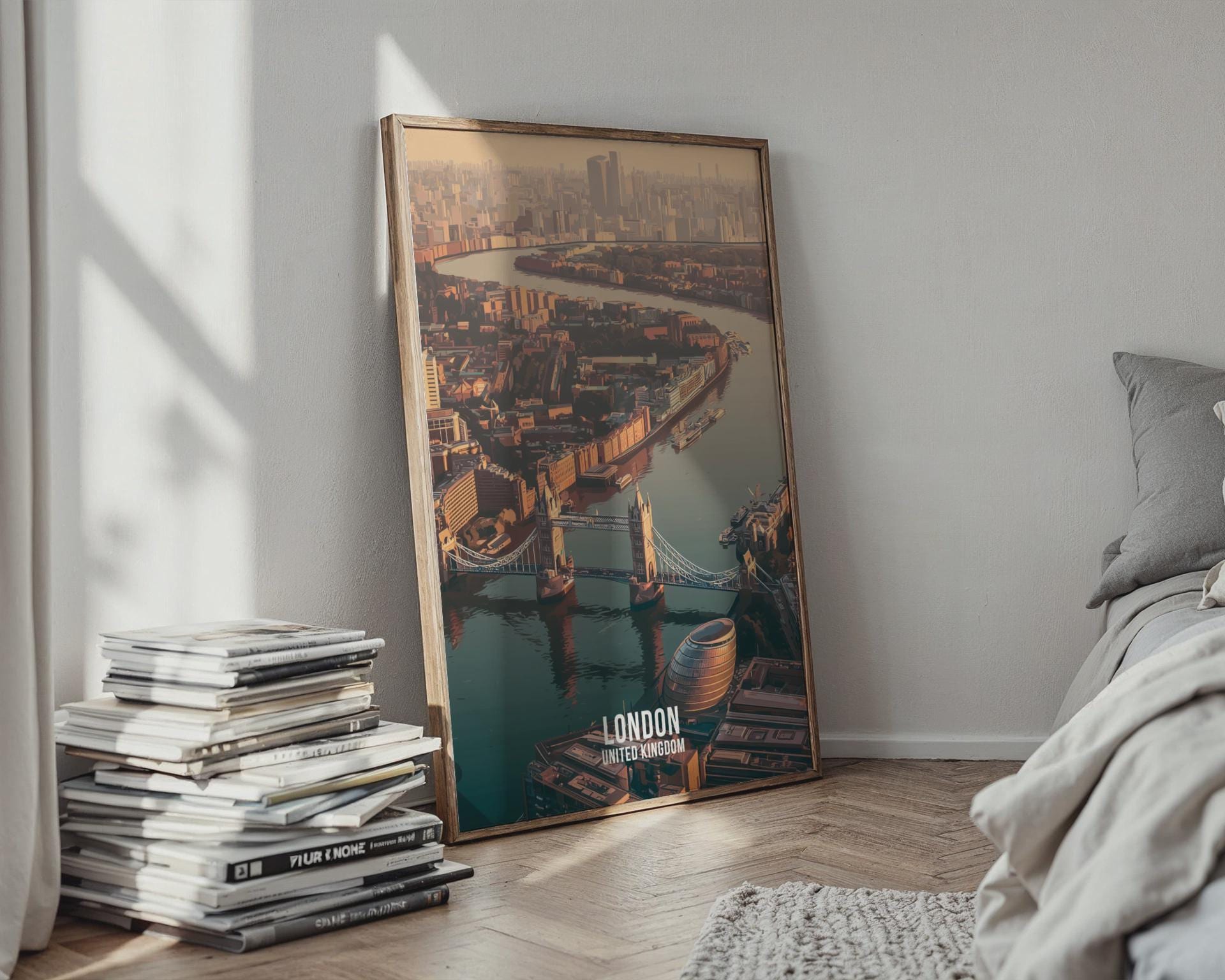 London Cityscape Poster 3D Art Print - Travel Wall Art