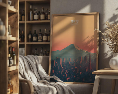 Tokyo Japan Print Mountain Fuji Cityscape Wall Art - Travel Wall Art