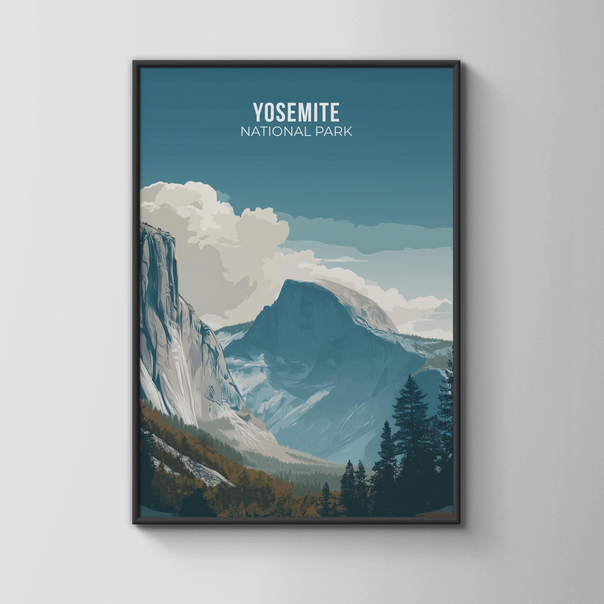 Yosemite National Park Landscape Poster Art Print - Travel Wall Art