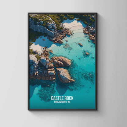 Castle Rock Dunsborough WA Print Coastal Art Poster - Travel Wall Art