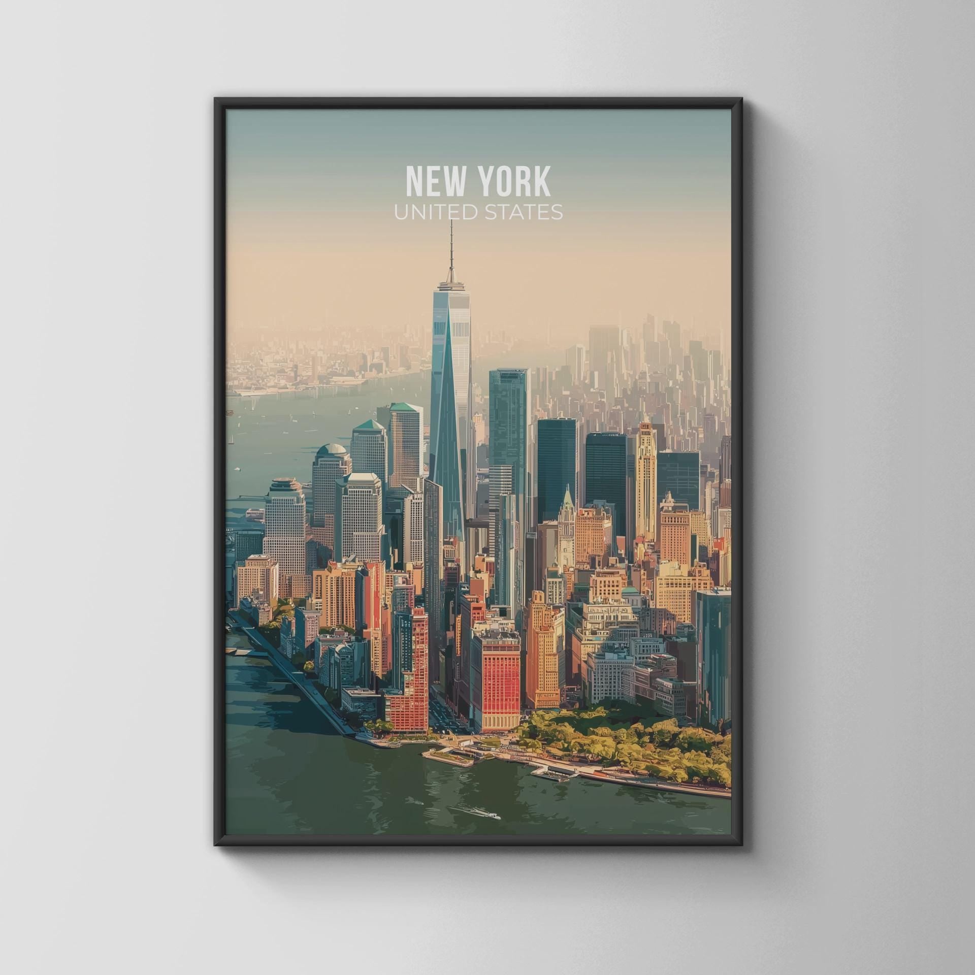 New York City Skyline Poster Art Print - Travel Wall Art