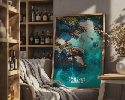 Castle Rock Dunsborough WA Print Coastal Art Poster - Travel Wall Art