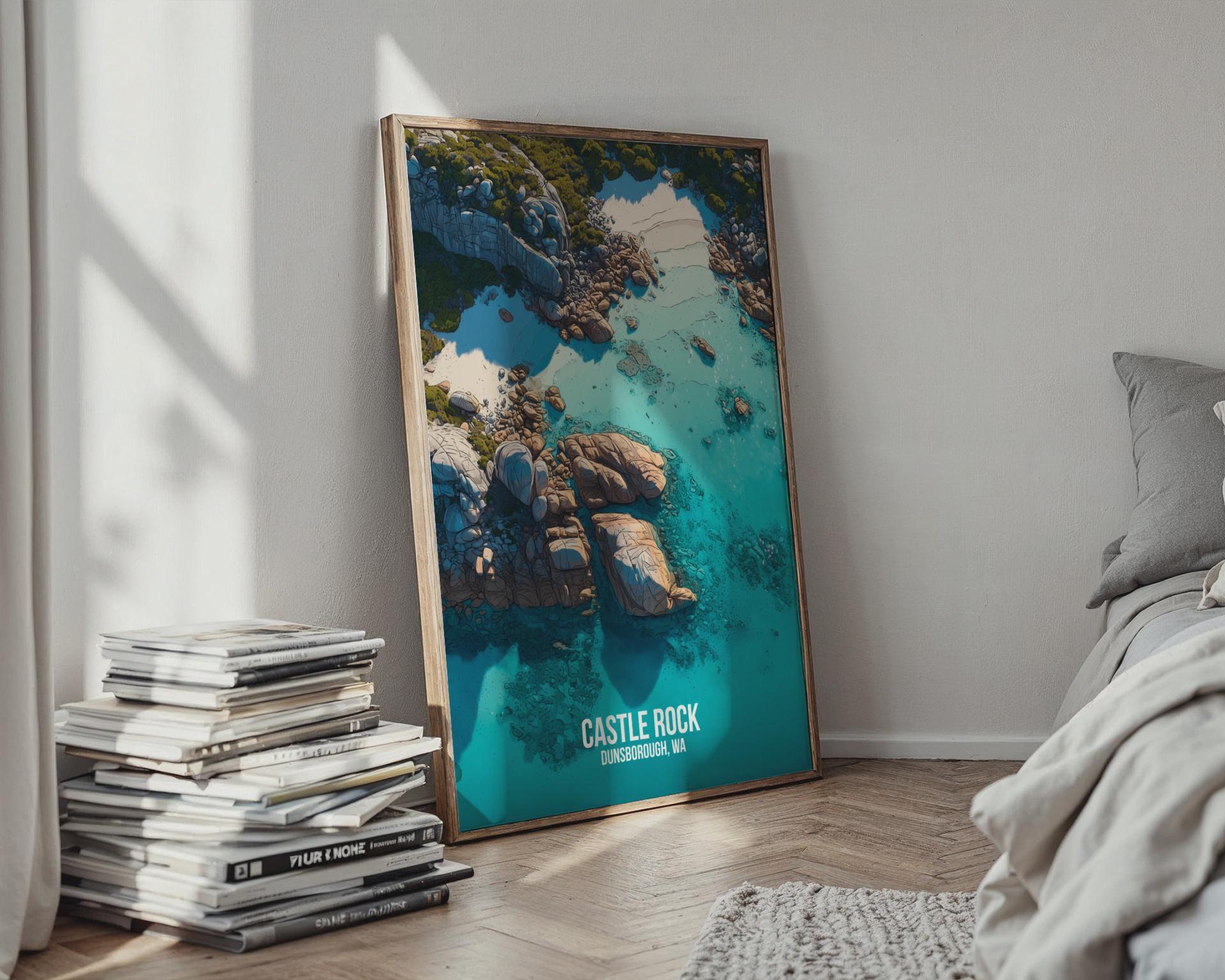 Castle Rock Dunsborough WA Print Coastal Art Poster - Travel Wall Art