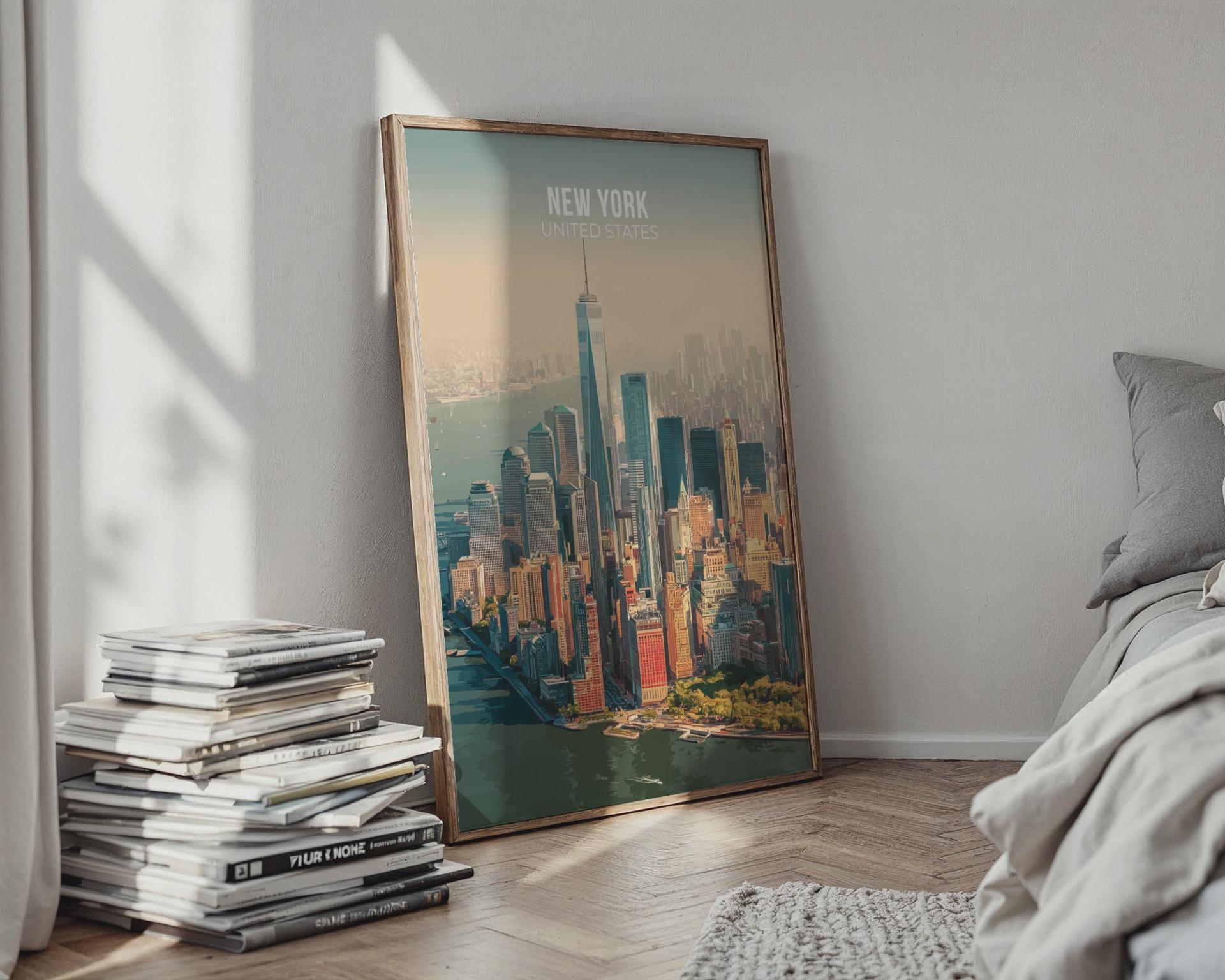 New York City Skyline Poster Art Print - Travel Wall Art