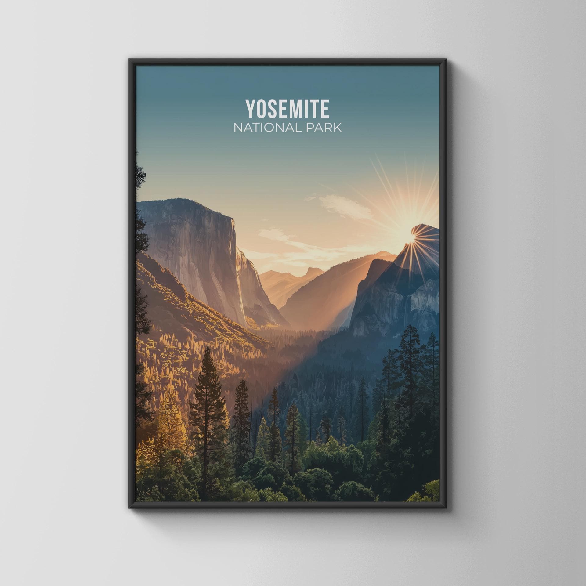 Yosemite National Park Wall Art Print Landscape Poster - Travel Wall Art