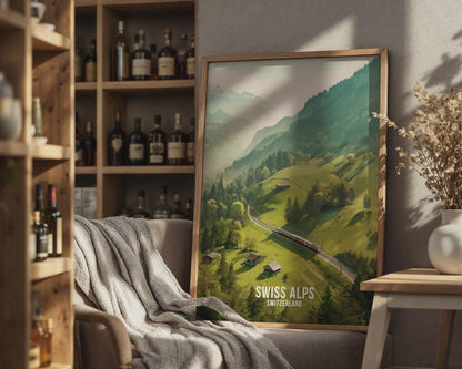 Swiss Alps Train Journey Wall Art Print Poster - Travel Wall Art