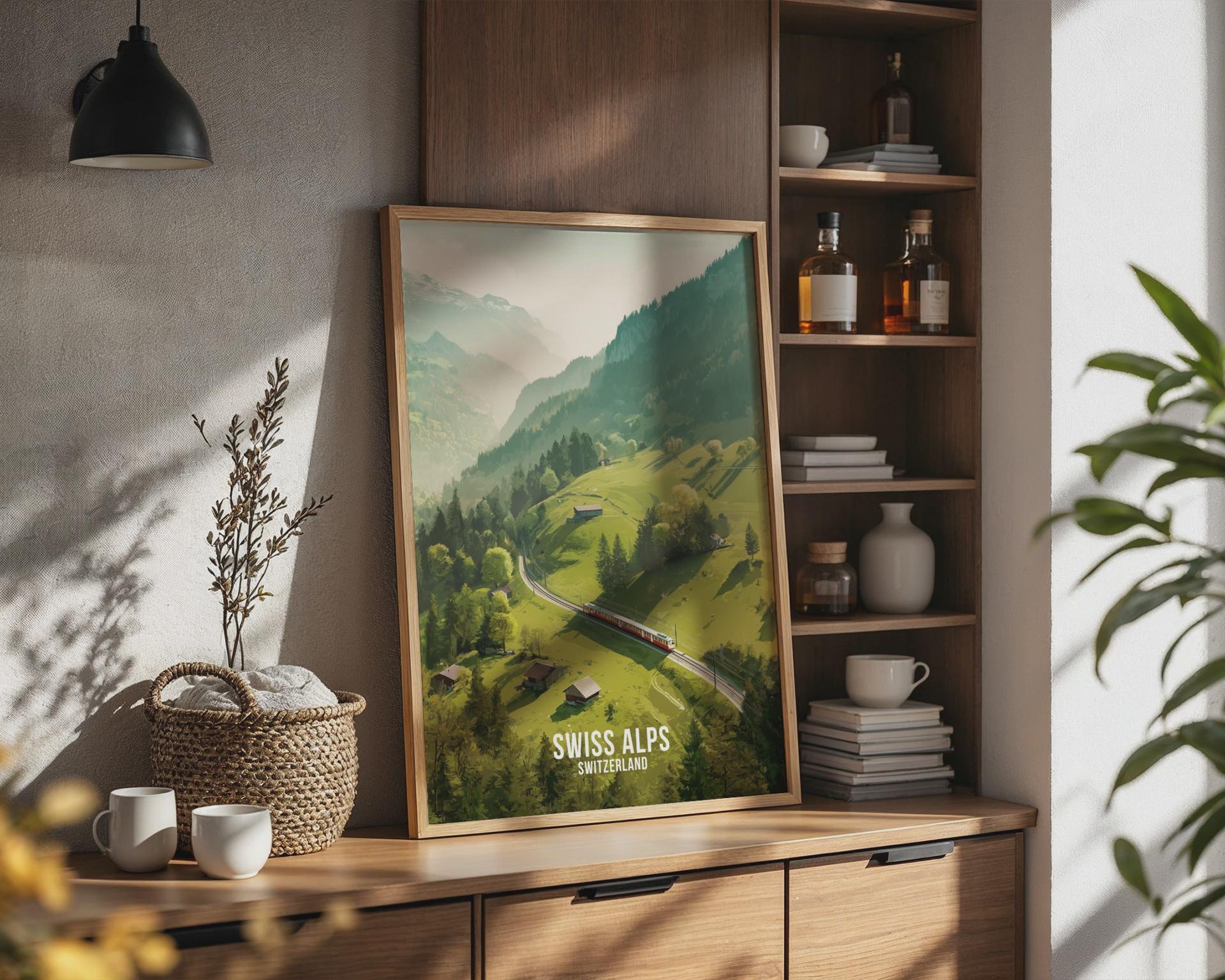 Swiss Alps Train Journey Wall Art Print Poster - Travel Wall Art