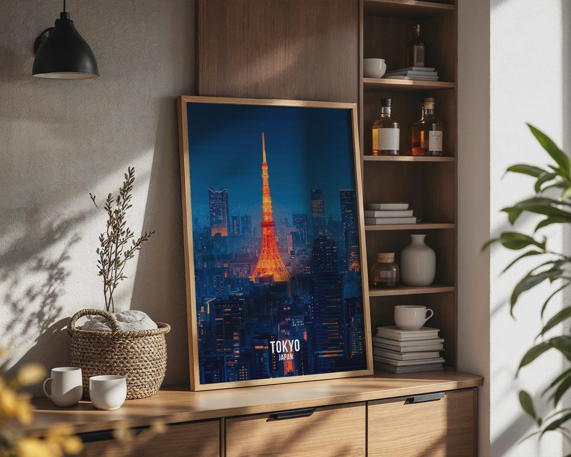 Tokyo Tower Poster Cityscape Print Wall Art Japan - Travel Wall Art